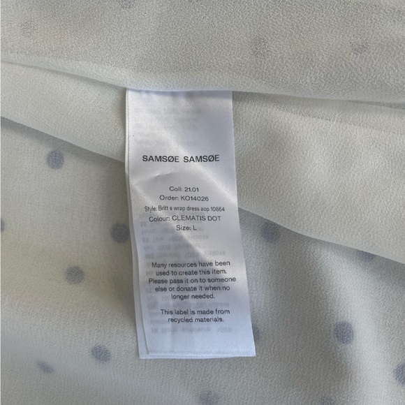 Samsoe Samsoe Britt s Wrap Dress Clematis Dot Mini Dress Size L - Picture 6 of 13